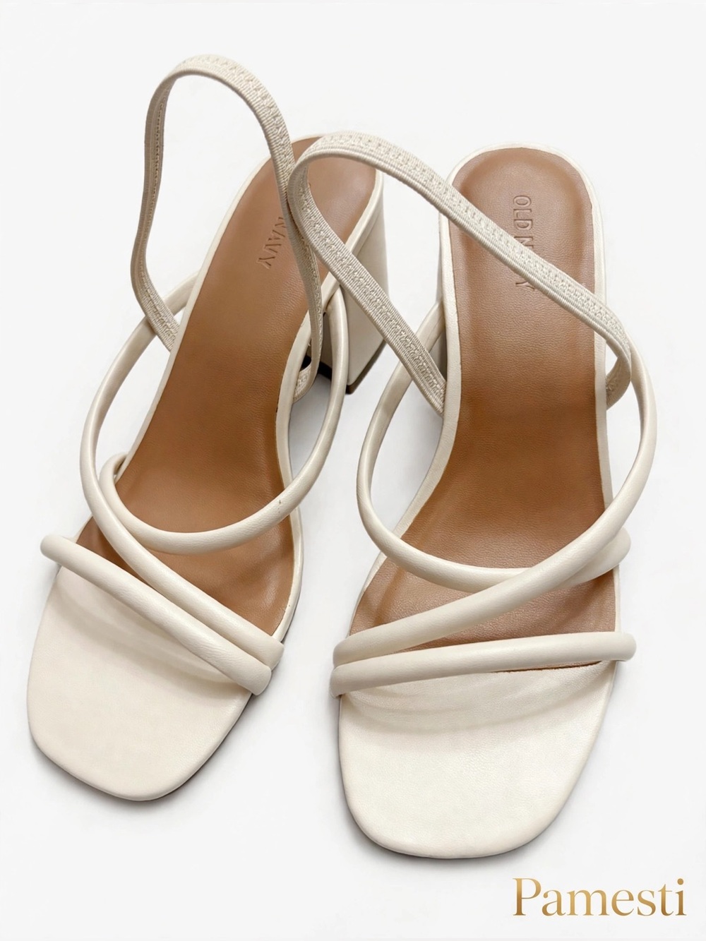 Old Navy Cream Strappy Slingback Heeled Sandals